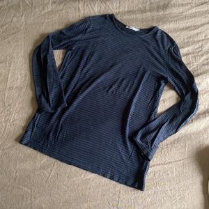 T by Alexander Wang Striped Blue Long Sleeve Shirt